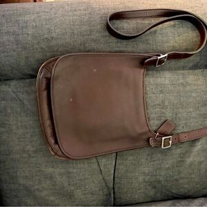 Vintage Coach Elegant Dark Brown Leather Messenger Bag